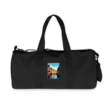 Colmar France Vintage Travel Poster WPA Souvenir - Recycled Canvas Sports Bag by Stanley/Stella - black - Front