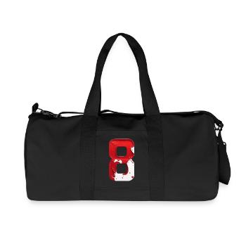 NR. 8 NUMMER 8 ROT WEIß 8. GEBURTSTAG - Recycelte Canvas-Sporttasche von Stanley/Stella - Schwarz - Vorne