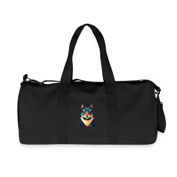 Eichhörnchen Zeichentrickfigur Buntes Haustier Tier - Recycelte Canvas-Sporttasche von Stanley/Stella - Schwarz - Vorne