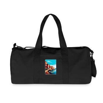 Costa Nova Portugal Vintage Reiseplakat Souvenir - Recycelte Canvas-Sporttasche von Stanley/Stella - Schwarz - Vorne