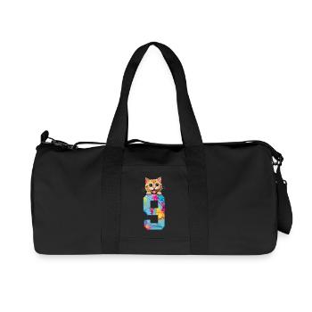9 ANS CHAT 9ÈME ANNIVERSAIRE - Sac de sport en toile recyclée Stanley/Stella - noir - Devant