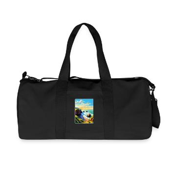 Hartland Quay Devon Vintage Reiseplakat Souvenir - Recycelte Canvas-Sporttasche von Stanley/Stella - Schwarz - Vorne