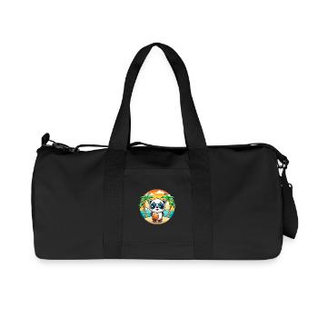 Panda Lustige Cartoon Sommer Strand Sonnenbrille - Recycelte Canvas-Sporttasche von Stanley/Stella - Schwarz - Vorne