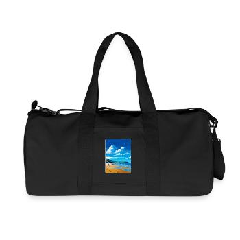 Croyde Beach Devon Vintage Reiseposter Souvenir - Recycelte Canvas-Sporttasche von Stanley/Stella - Schwarz - Vorne