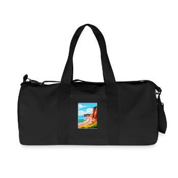 Torquay Cliffs England Uk Vintage Travel Poster - Recycled Canvas Sports Bag by Stanley/Stella - black - Front