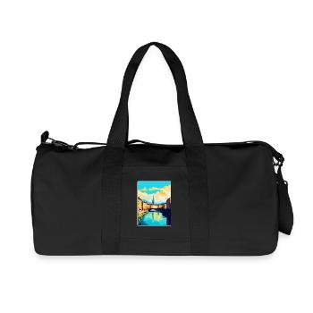 Turin Italie Affiche de voyage vintage WPA Art Souvenir - Sac de sport en toile recyclée Stanley/Stella - noir - Devant