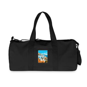 Ios Greece Vintage Travel Poster Souvenir Souvenir - Recycled Canvas Sports Bag by Stanley/Stella - black - Front