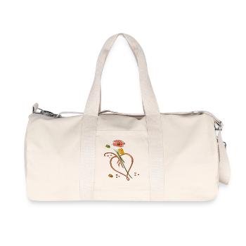 Flowers, flower with leaf in the shape of a heart - Recycled Canvas Sports Bag by Stanley/Stella - natural - Front