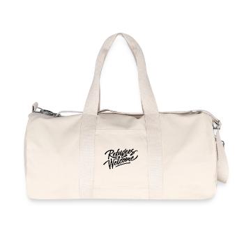 Refugees Welcome Logo - Recycelte Canvas-Sporttasche von Stanley/Stella - Naturweiß - Vorne