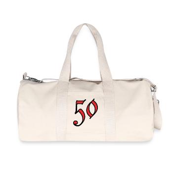 50. 50 ANS. 50e ANNIVERSAIRE. ANNIVERSAIRE 50 ANS. - Sac de sport en toile recyclée Stanley/Stella - blanc naturel - Devant