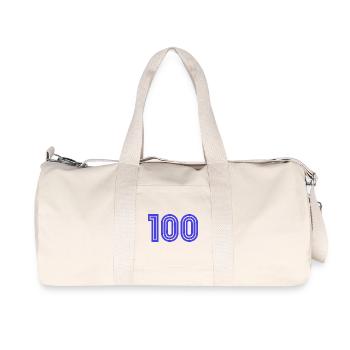 100. 100 YEARS. 100th ANNIVERSARY. BIRTHDAY 100 - Recycled Canvas Sports Bag by Stanley/Stella - natural - Front