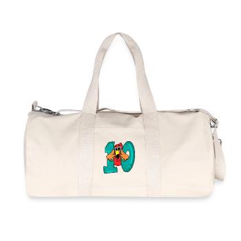 10 anniversaire - oiseau perroquet avec le numéro 10 - Sac de sport en toile recyclée Stanley/Stella - blanc naturel - Devant