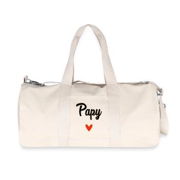 PAPY. PAPA. FÊTE DES PÈRES. BONNE FÊTE PAPA - Sac de sport en toile recyclée Stanley/Stella - blanc naturel - Devant