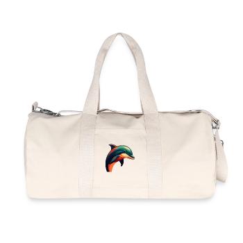 Delfin Cartoon Figur Buntes Haustier Tier - Recycelte Canvas-Sporttasche von Stanley/Stella - Naturweiß - Vorne
