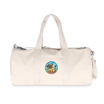 Chinesischer Shar Pei Hund Rasse Cartoon Sonnenbrille Strand - Recycelte Canvas-Sporttasche von Stanley/Stella - Naturweiß - Vorne