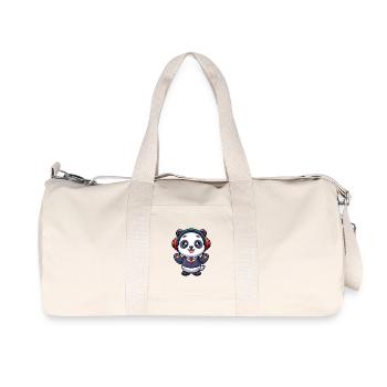 Panda Drôle Dessin Animé Personnage Casque Musique - Sac de sport en toile recyclée Stanley/Stella - blanc naturel - Devant