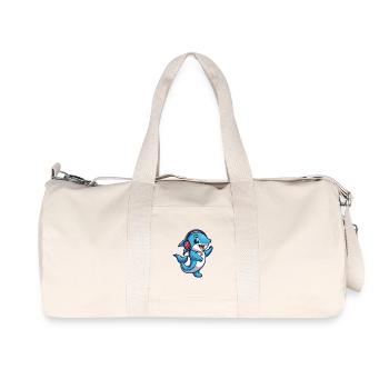 Delfin Lustige Zeichentrickfigur Kopfhörer Musik - Recycelte Canvas-Sporttasche von Stanley/Stella - Naturweiß - Vorne