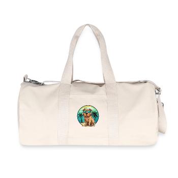 Shar Pei Hunderasse Cartoon Sonnenbrille Strand - Recycelte Canvas-Sporttasche von Stanley/Stella - Naturweiß - Vorne