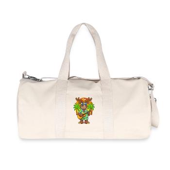Lustige Elch Cartoon Sommer Strand Sonnenbrille Gitarre - Recycelte Canvas-Sporttasche von Stanley/Stella - Naturweiß - Vorne