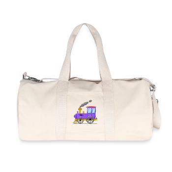 Kinderzug Eisenbahn lila - Recycelte Canvas-Sporttasche von Stanley/Stella - Naturweiß - Vorne