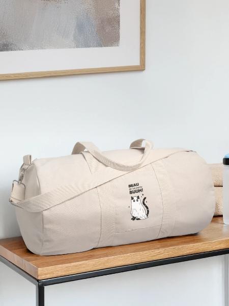 Miau äh ich meine Buuh! - Katze Gespenst Halloween - Recycelte Canvas-Sporttasche von Stanley/Stella - Naturweiß - Vorne