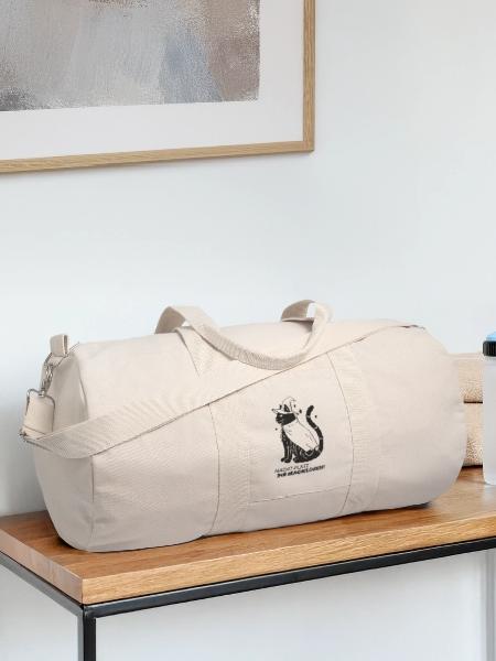 Macht Platz ihr Magielosen! – Schwarze Katze Hexe - Recycelte Canvas-Sporttasche von Stanley/Stella - Naturweiß - Vorne