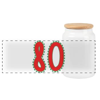80. 80 ANS. 80e ANNIVERSAIRE. ANNIVERSAIRE 80 ANS. - Boîte à biscuits avec couvercle en bois - blanc - Devant