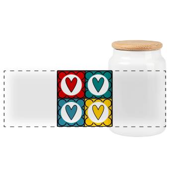 HEILIGER VALENTINSTAG. ICH LIEBE DICH. ICH LIEBE DICH. LIEBE. LIEBE - Panorama Keksdose mit Holzdeckel - Weiß - Vorne