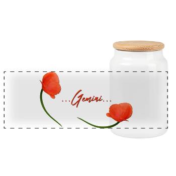 Zwillinge Mohn Klatschmohn Sternzeichen Zwillinge - Panorama Keksdose mit Holzdeckel - Weiß - Vorne