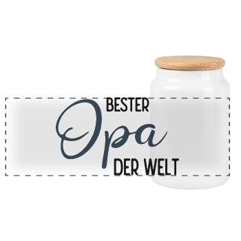 Bester Opa der Welt - Spruchdesign - Panorama Keksdose mit Holzdeckel - Weiß - Vorne