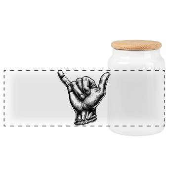 Relax Surfer Hand - Panoramic Cookie Jar with Wooden Lid - white - Front