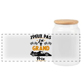 Je peux pas j'ai Grand Prix - Boîte à biscuits avec couvercle en bois - blanc - Devant
