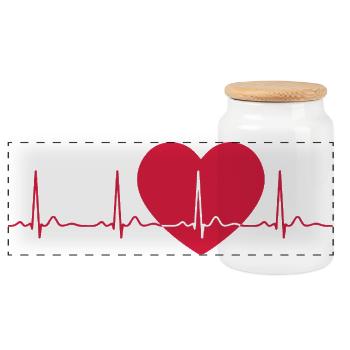 Heartbeat ECG Line Medical Pulse Wave Icon Vector - Panoramic Cookie Jar with Wooden Lid - white - Front