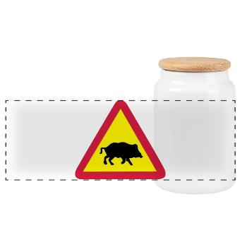 schild wildsau - Panorama Keksdose mit Holzdeckel - Weiß - Vorne