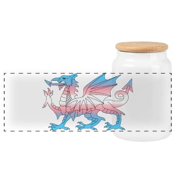 Wales Trans Flagge, Baner Trans Cymru, Transgender - Panorama Keksdose mit Holzdeckel - Weiß - Vorne