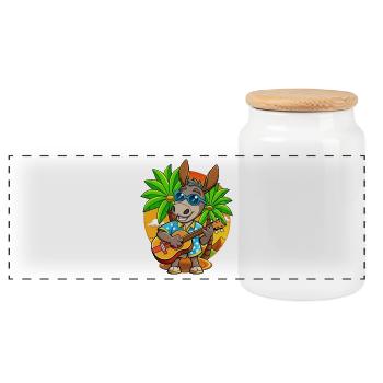 Lustige Esel Cartoon Sommer Strand Sonnenbrille - Panorama Keksdose mit Holzdeckel - Weiß - Vorne