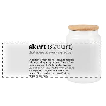 skrrt (skuurt) HipHop - Panorama Keksdose mit Holzdeckel - Weiß - Vorne