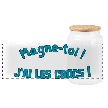Magne-toi J'ai les Cr*cs – Bleu Pop - Boîte à biscuits avec couvercle en bois - blanc - Devant