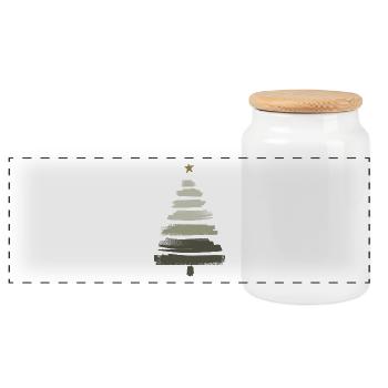 Arbre de Noël - Boîte à biscuits avec couvercle en bois - blanc - Devant