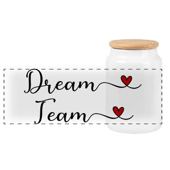 Dream Team - Panoramic Cookie Jar with Wooden Lid - white - Front