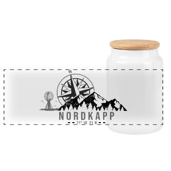 NordKapp Nord Nordkap - Panorama Keksdose mit Holzdeckel - Weiß - Vorne