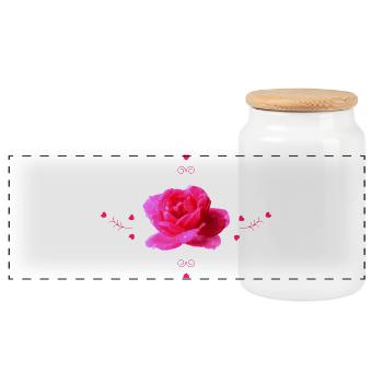 pinke Rose - Panorama Keksdose mit Holzdeckel - Weiß - Vorne