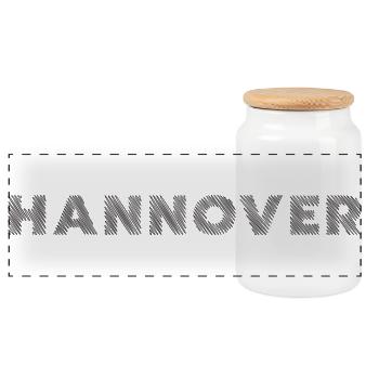 Hanover German City Lower Saxony lettering - Panoramic Cookie Jar with Wooden Lid - white - Front