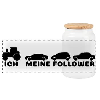 Ich meine Follower  - Panorama Keksdose mit Holzdeckel - Weiß - Vorne