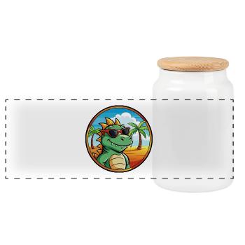 Dragon Funny Cartoon Lunettes de soleil de plage d’été cool - Boîte à biscuits avec couvercle en bois - blanc - Devant