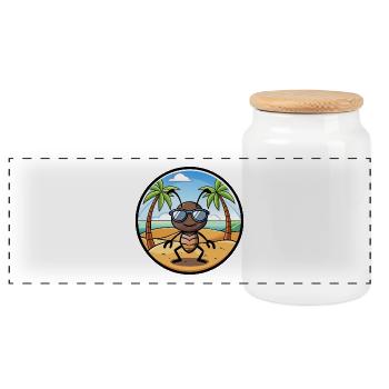 Ameise lustige Cartoon Sommer Strand Sonnenbrille Aufkleber - Panorama Keksdose mit Holzdeckel - Weiß - Vorne