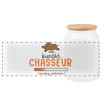 Bientôt Chasseur Body Bébé Cadeau Papa Chasse - Boîte à biscuits avec couvercle en bois - blanc - Devant