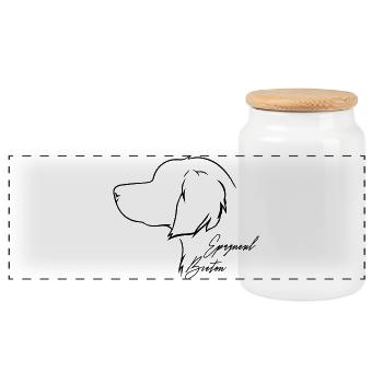Epagneul Breton Profil Hunde Hund Wilsigns - Panorama Keksdose mit Holzdeckel - Weiß - Vorne