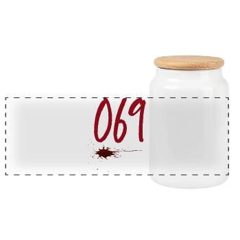 Code postal Francfort 069 - Boîte à biscuits avec couvercle en bois - blanc - Devant