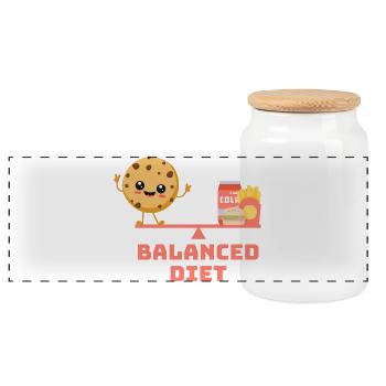 balanced cookie fastfood Diet - Panorama Keksdose mit Holzdeckel - Weiß - Vorne